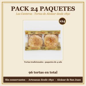 Pack de 24 paquetes de tortas de Alcázar tradicionales: 96 tortas en total